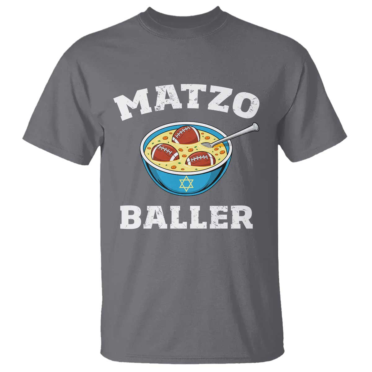 Funny Hanukkah Football T Shirt Matzo Baller Matzah Ball Jewish Chanukah Sports Lover TS11 Charcoal Print Your Wear