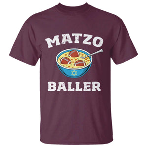 Funny Hanukkah Football T Shirt Matzo Baller Matzah Ball Jewish Chanukah Sports Lover TS11 Maroon Print Your Wear