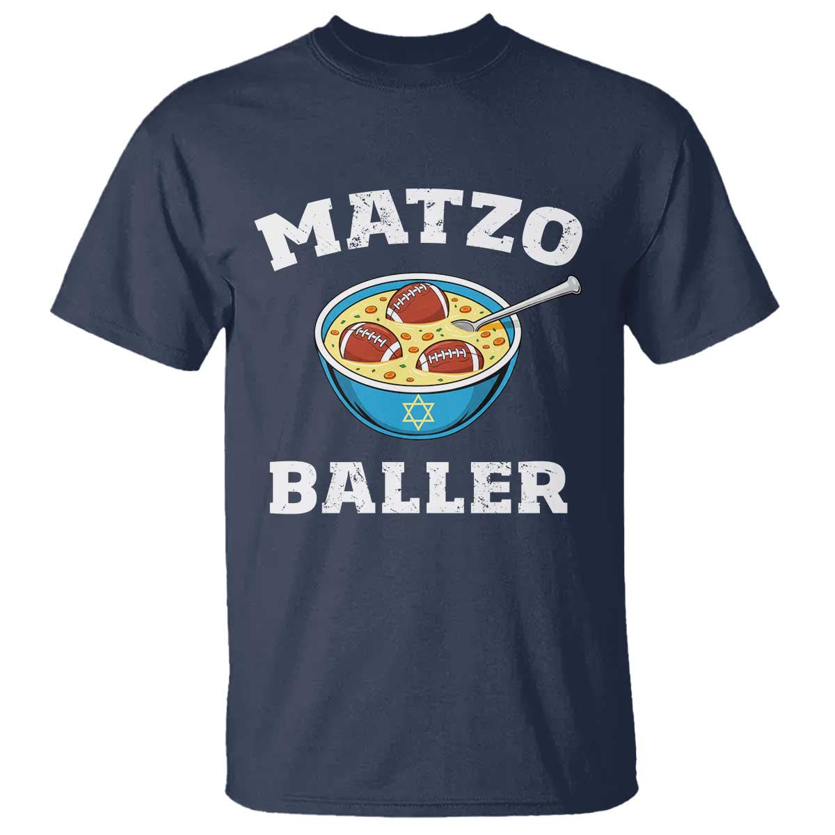 Funny Hanukkah Football T Shirt Matzo Baller Matzah Ball Jewish Chanukah Sports Lover TS11 Navy Print Your Wear