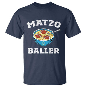 Funny Hanukkah Football T Shirt Matzo Baller Matzah Ball Jewish Chanukah Sports Lover TS11 Navy Print Your Wear
