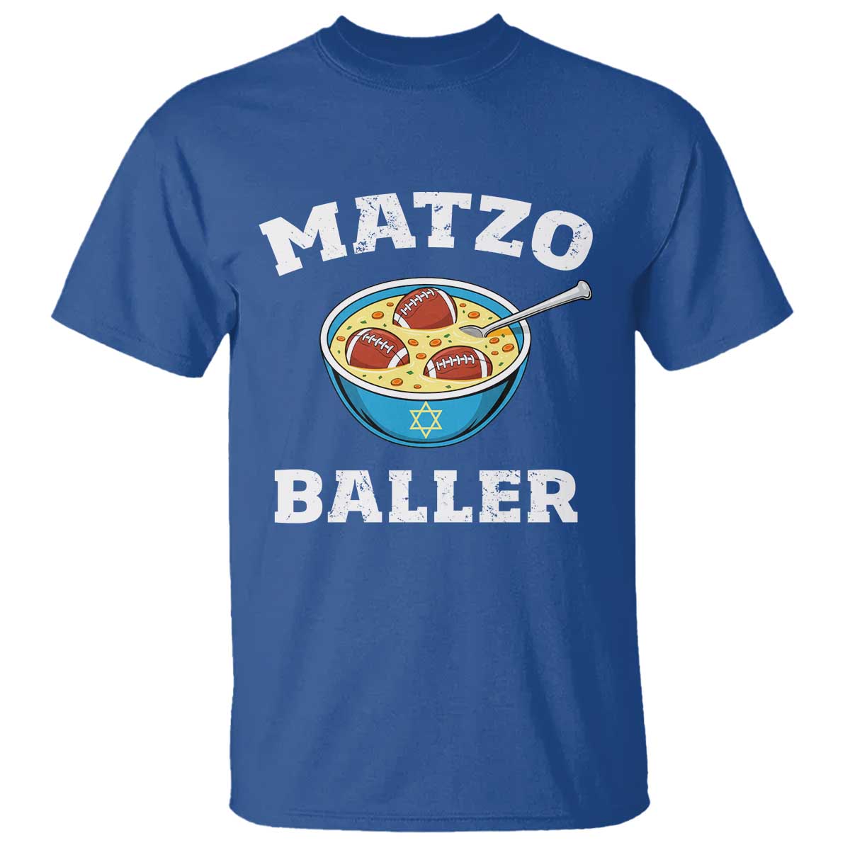 Funny Hanukkah Football T Shirt Matzo Baller Matzah Ball Jewish Chanukah Sports Lover TS11 Royal Blue Print Your Wear