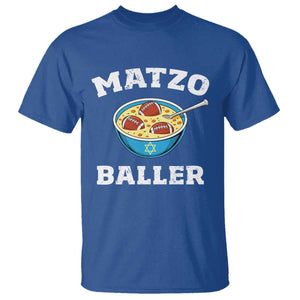 Funny Hanukkah Football T Shirt Matzo Baller Matzah Ball Jewish Chanukah Sports Lover TS11 Royal Blue Print Your Wear