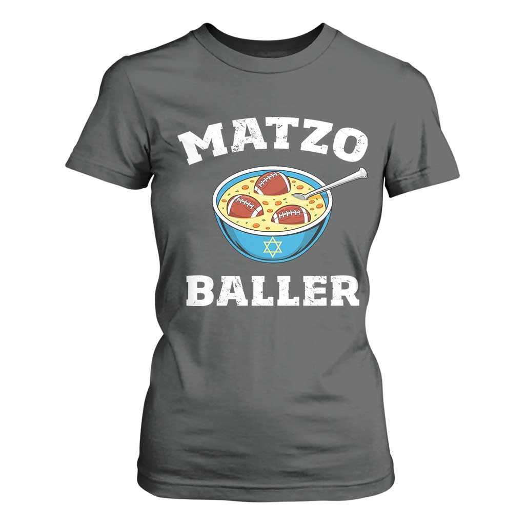 Funny Hanukkah Football T Shirt For Women Matzo Baller Matzah Ball Jewish Chanukah Sports Lover TS11 Dark Heather Print Your Wear