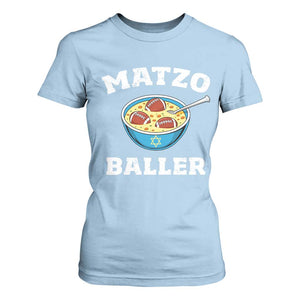 Funny Hanukkah Football T Shirt For Women Matzo Baller Matzah Ball Jewish Chanukah Sports Lover TS11 Light Blue Print Your Wear