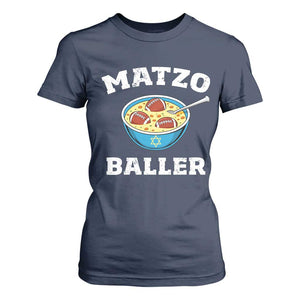 Funny Hanukkah Football T Shirt For Women Matzo Baller Matzah Ball Jewish Chanukah Sports Lover TS11 Navy Print Your Wear