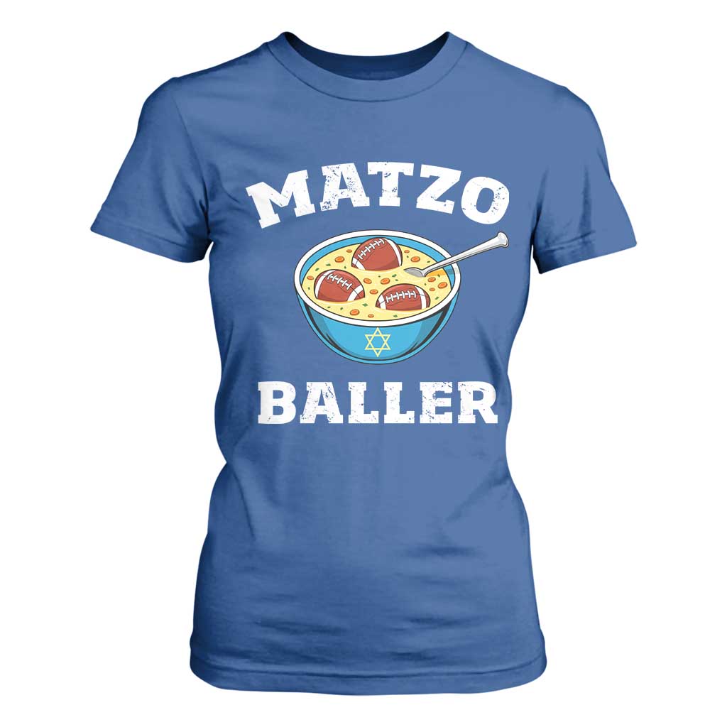 Funny Hanukkah Football T Shirt For Women Matzo Baller Matzah Ball Jewish Chanukah Sports Lover TS11 Royal Blue Print Your Wear