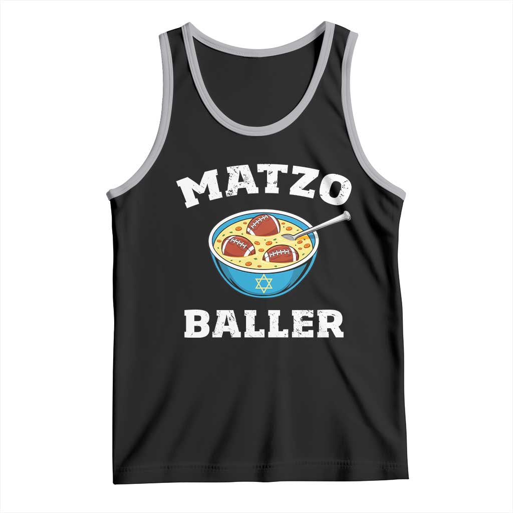 Funny Hanukkah Football Tank Top Matzo Baller Matzah Ball Jewish Chanukah Sports Lover TS11 Black Athletic Heather Print Your Wear