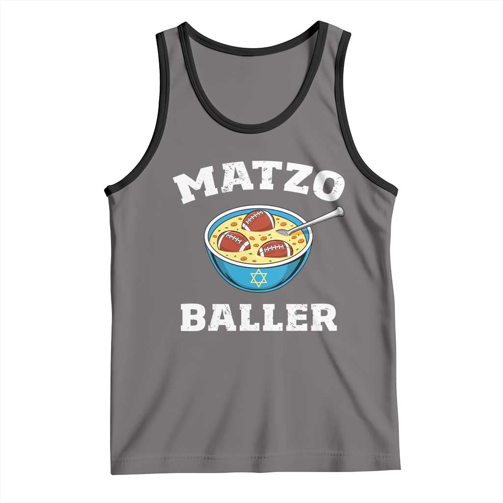 Funny Hanukkah Football Tank Top Matzo Baller Matzah Ball Jewish Chanukah Sports Lover TS11 Deep Heather Black Print Your Wear