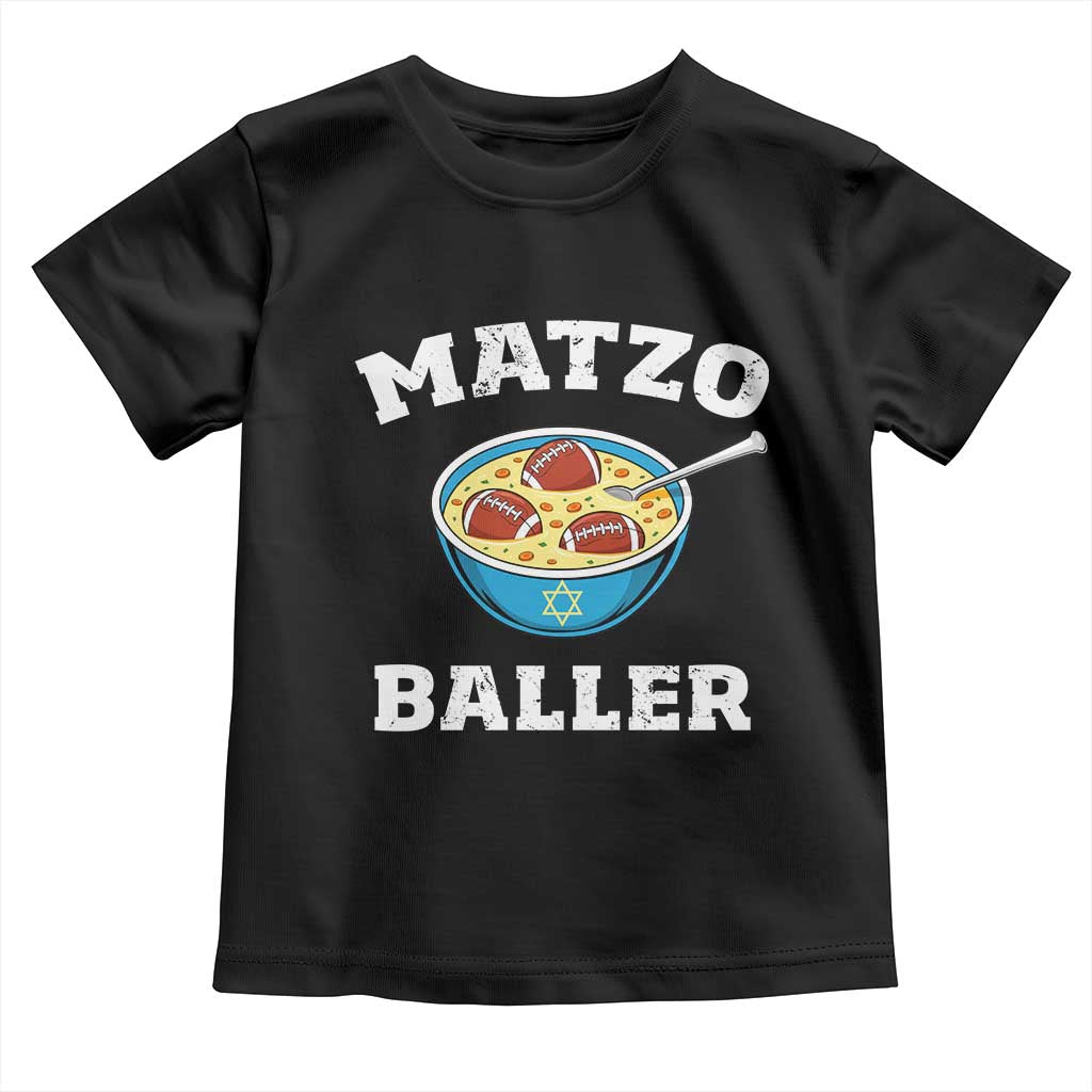 Funny Hanukkah Football Toddler T Shirt Matzo Baller Matzah Ball Jewish Chanukah Sports Lover TS11 Black Print Your Wear