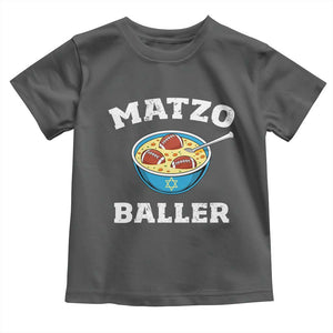 Funny Hanukkah Football Toddler T Shirt Matzo Baller Matzah Ball Jewish Chanukah Sports Lover TS11 Dark Heather Print Your Wear