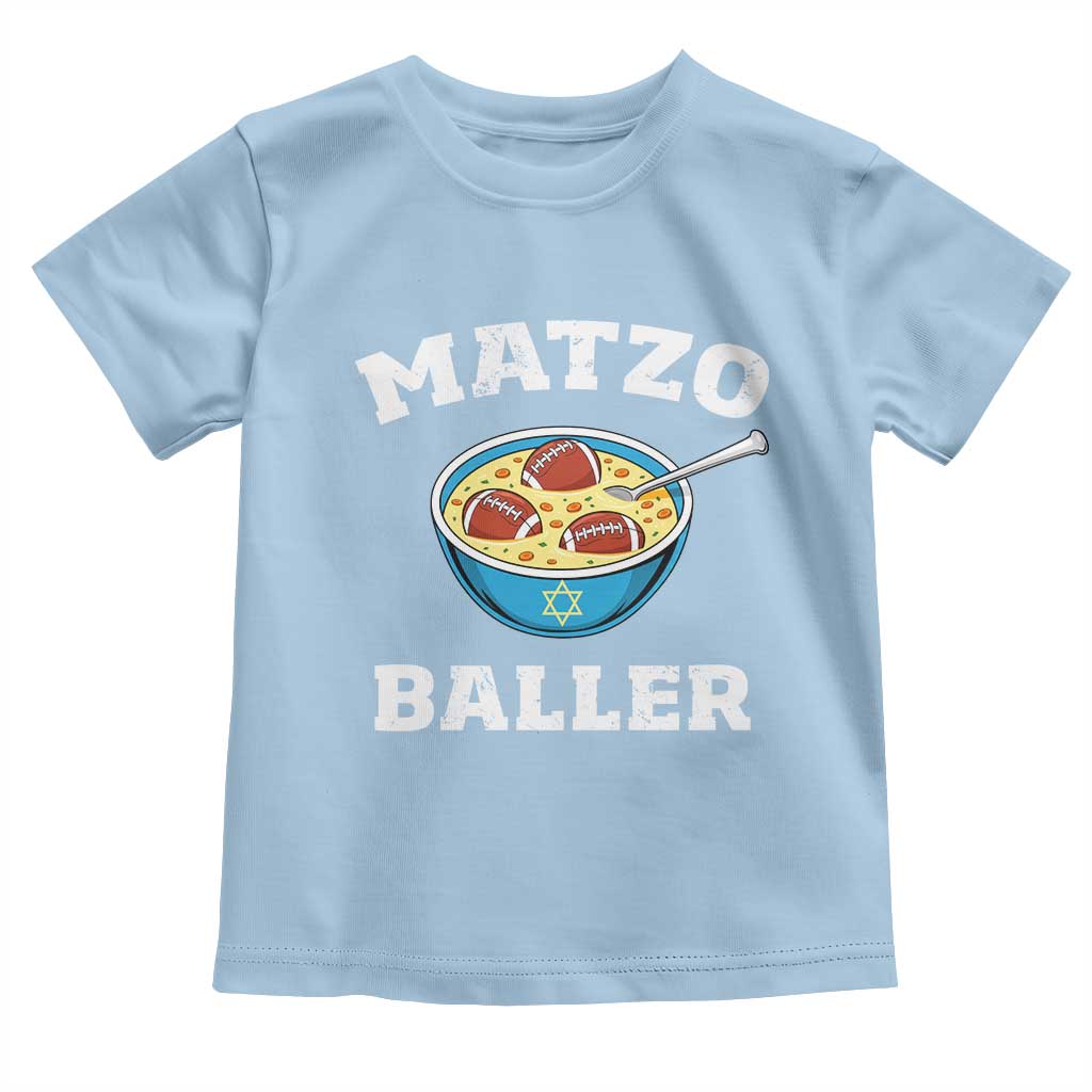 Funny Hanukkah Football Toddler T Shirt Matzo Baller Matzah Ball Jewish Chanukah Sports Lover TS11 Light Blue Print Your Wear