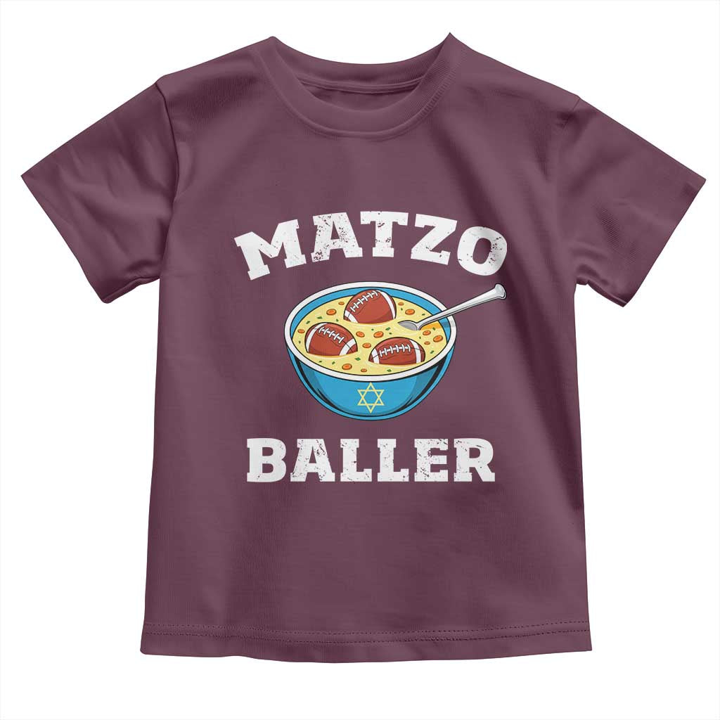 Funny Hanukkah Football Toddler T Shirt Matzo Baller Matzah Ball Jewish Chanukah Sports Lover TS11 Maroon Print Your Wear