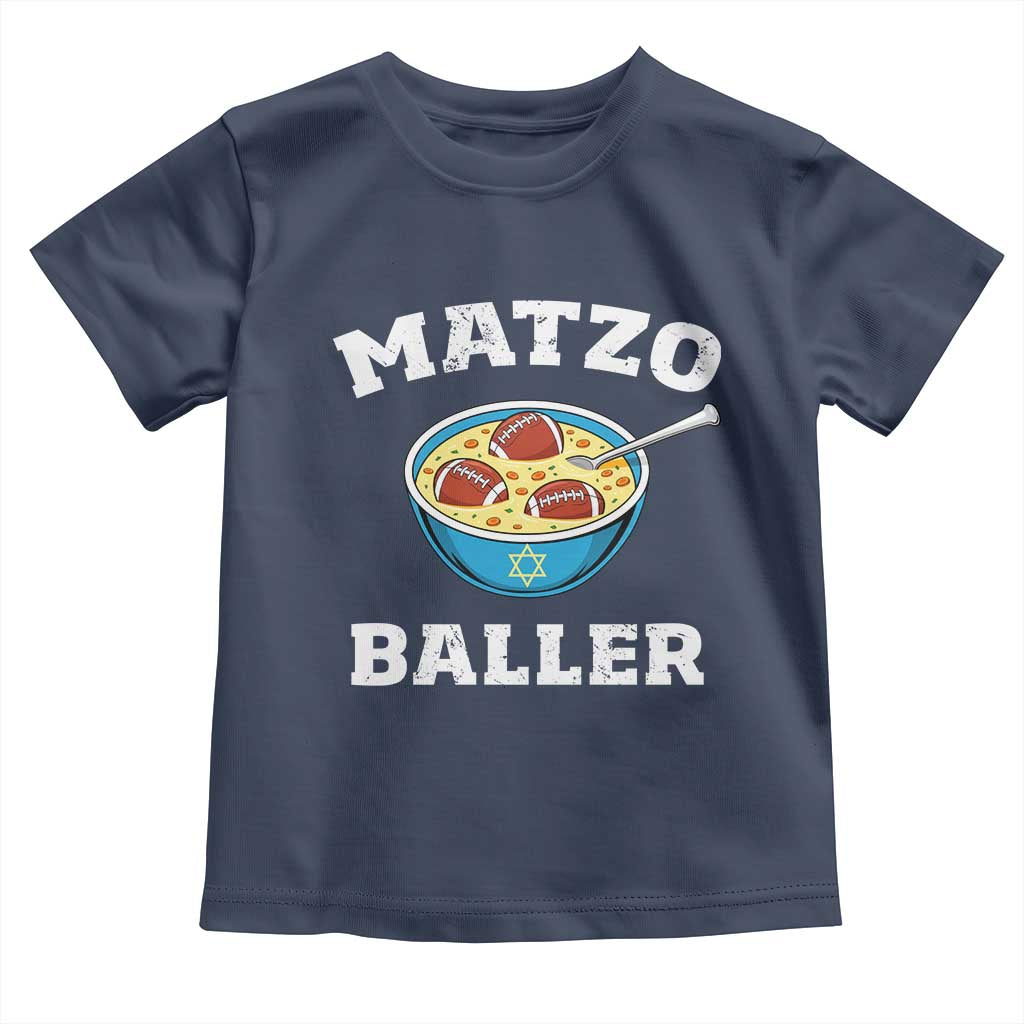 Funny Hanukkah Football Toddler T Shirt Matzo Baller Matzah Ball Jewish Chanukah Sports Lover TS11 Navy Print Your Wear