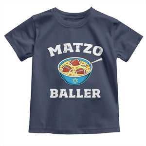 Funny Hanukkah Football Toddler T Shirt Matzo Baller Matzah Ball Jewish Chanukah Sports Lover TS11 Navy Print Your Wear
