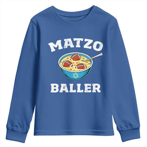 Funny Hanukkah Football Youth Sweatshirt Matzo Baller Matzah Ball Jewish Chanukah Sports Lover TS11 Royal Blue Print Your Wear