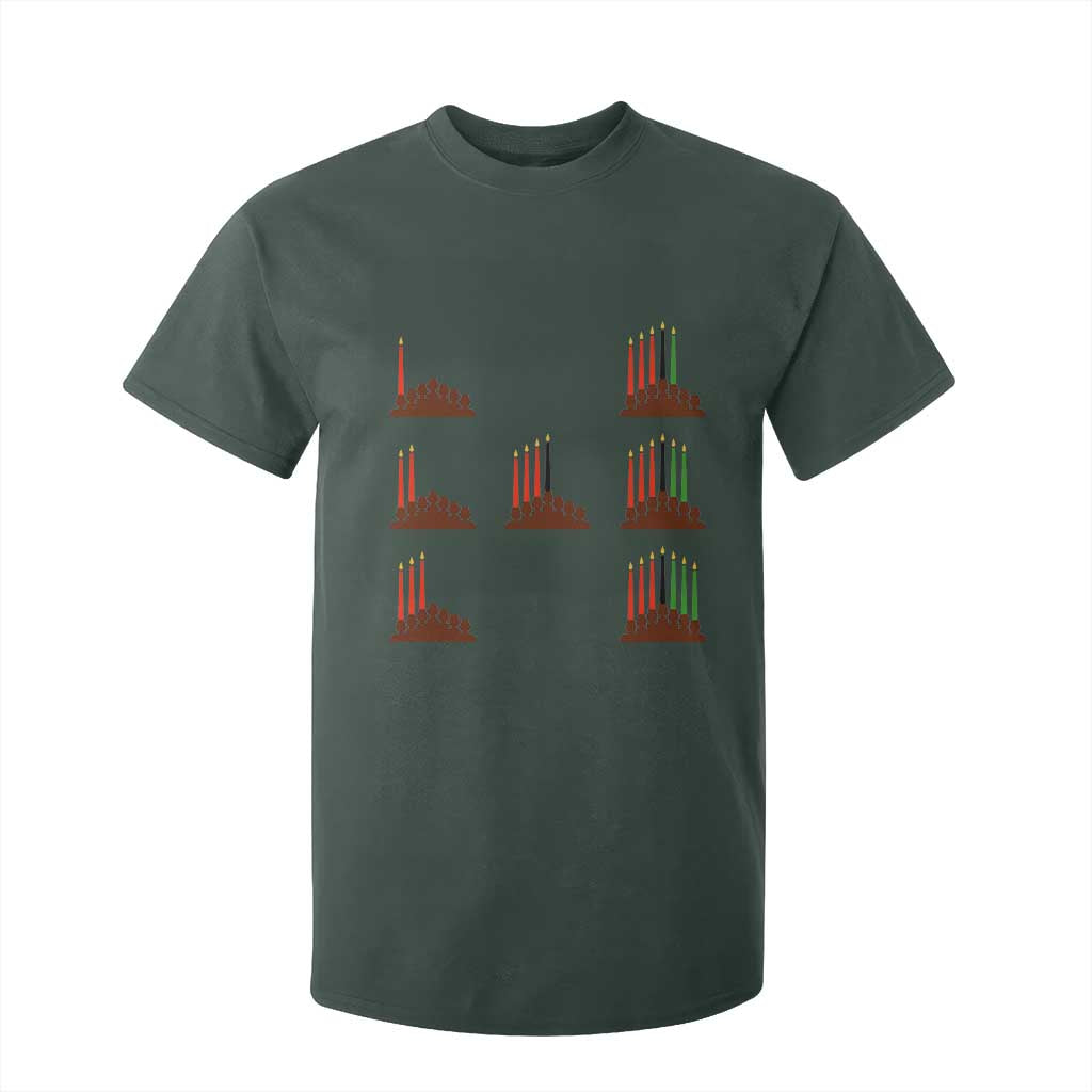 Kwanzaa Kinara Seven Candles African American Holiday T Shirt For Kid TS11 Dark Forest Green Print Your Wear
