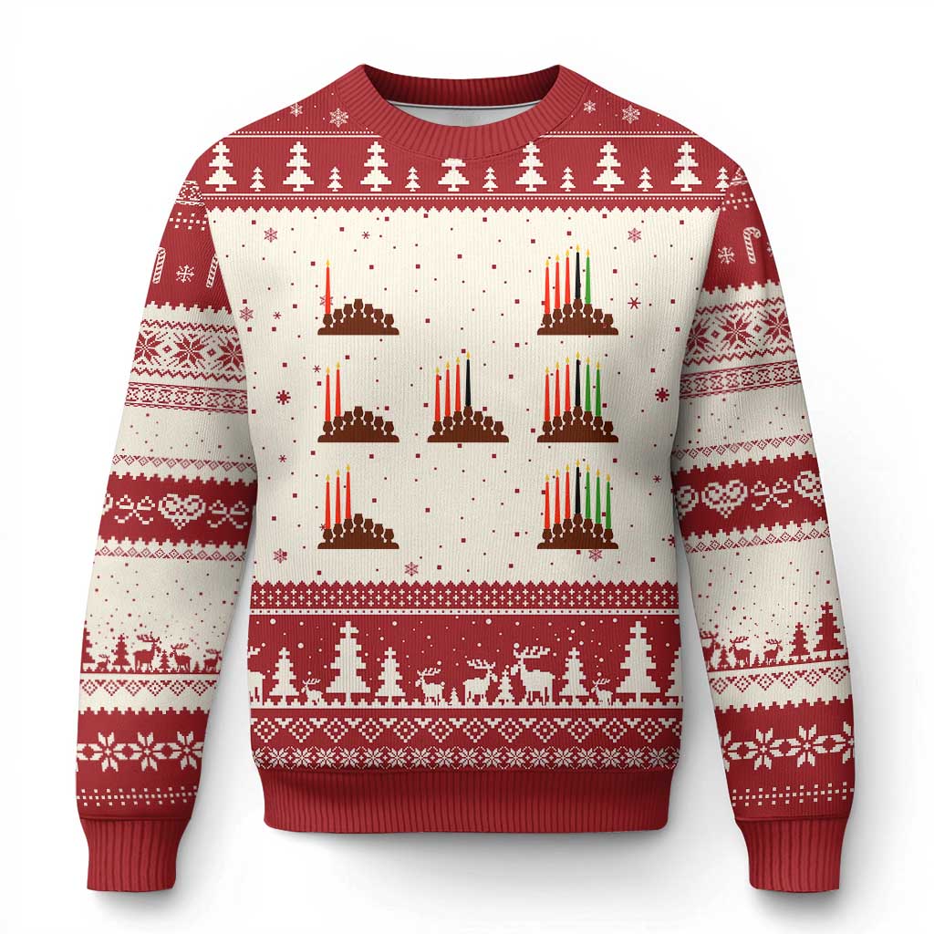 Kwanzaa Kinara Seven Candles African American Holiday Ugly Christmas Sweater TS11 Beige Red Print Your Wear