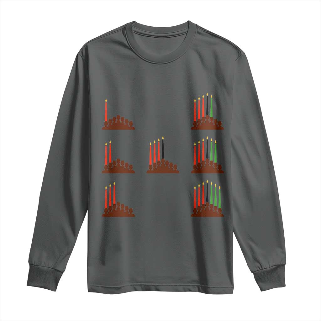 Kwanzaa Kinara Seven Candles African American Holiday Long Sleeve Shirt TS11 Dark Heather Print Your Wear