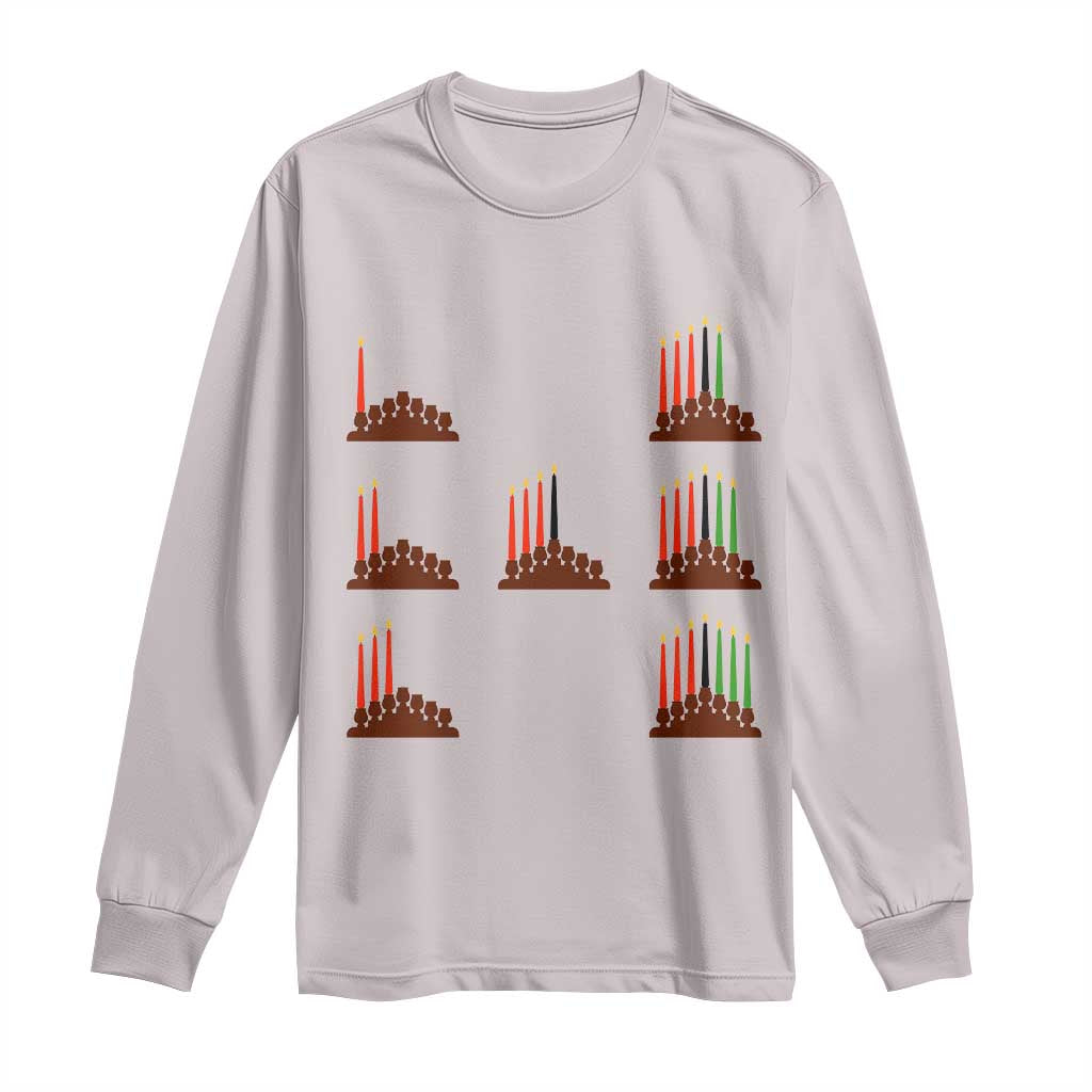 Kwanzaa Kinara Seven Candles African American Holiday Long Sleeve Shirt TS11 Ice Gray Print Your Wear