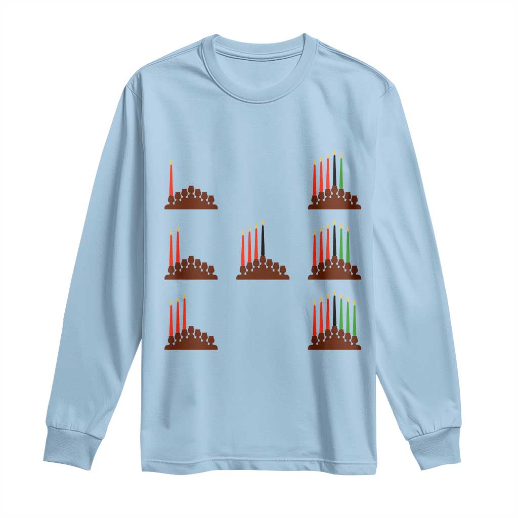 Kwanzaa Kinara Seven Candles African American Holiday Long Sleeve Shirt TS11 Light Blue Print Your Wear