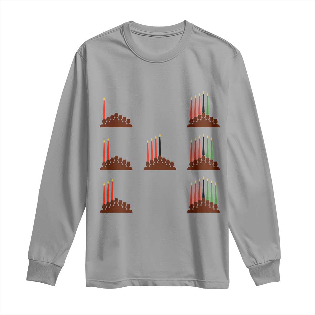Kwanzaa Kinara Seven Candles African American Holiday Long Sleeve Shirt TS11 Sport Gray Print Your Wear