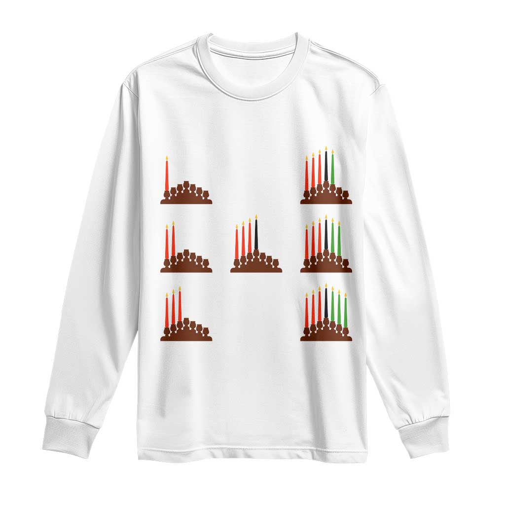 Kwanzaa Kinara Seven Candles African American Holiday Long Sleeve Shirt TS11 White Print Your Wear