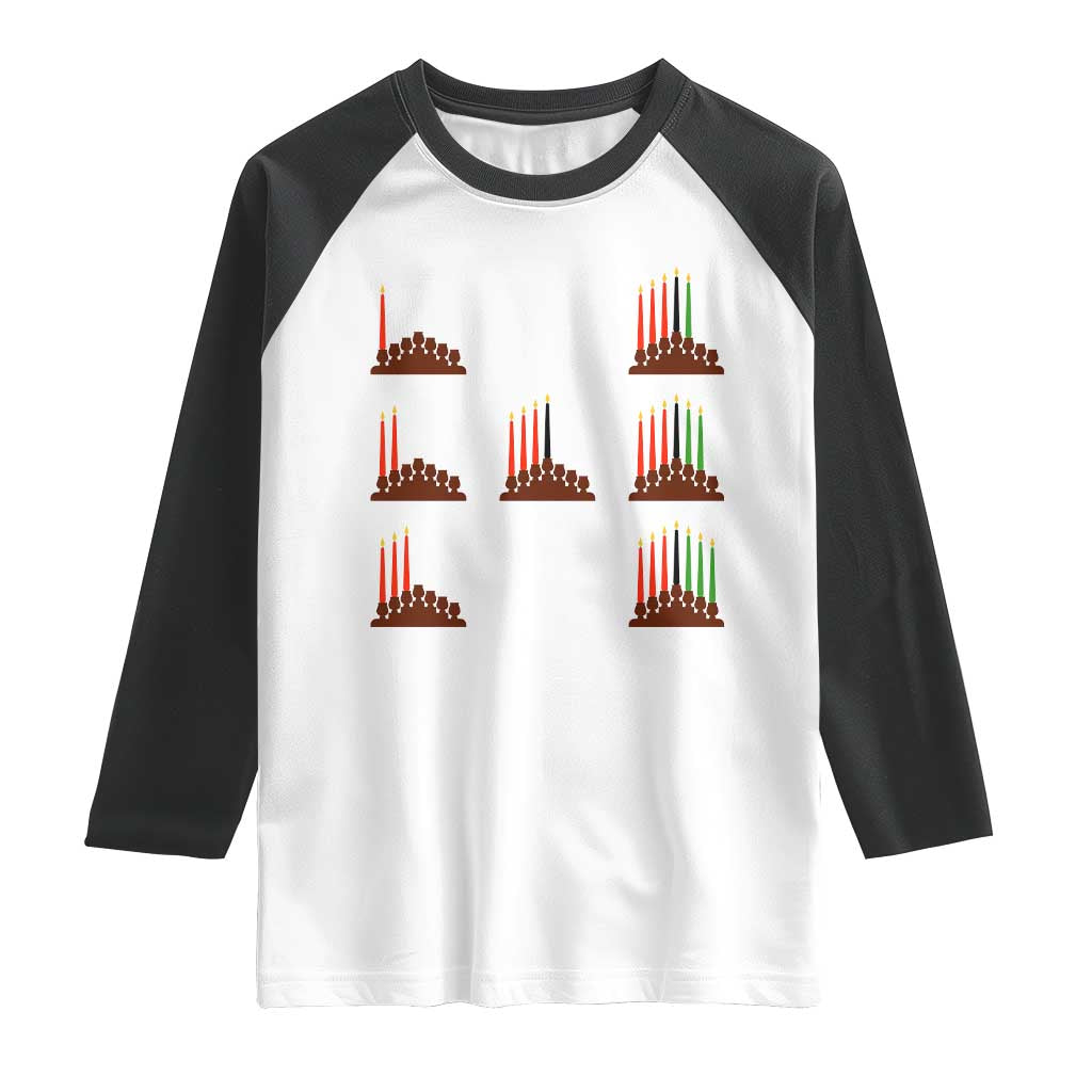 Kwanzaa Kinara Seven Candles African American Holiday Raglan Shirt TS11 White Black Print Your Wear