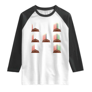 Kwanzaa Kinara Seven Candles African American Holiday Raglan Shirt TS11 White Black Print Your Wear