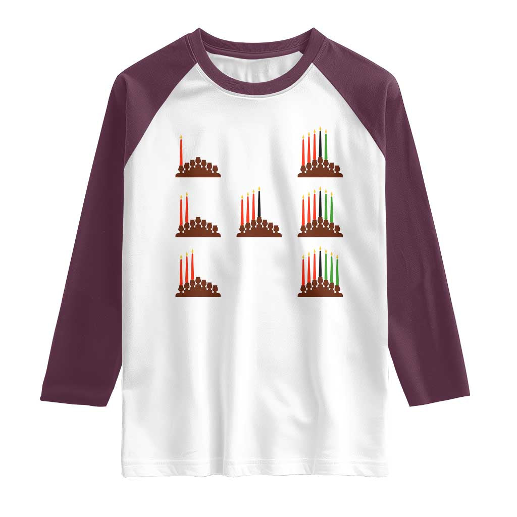 Kwanzaa Kinara Seven Candles African American Holiday Raglan Shirt TS11 White Maroon Print Your Wear