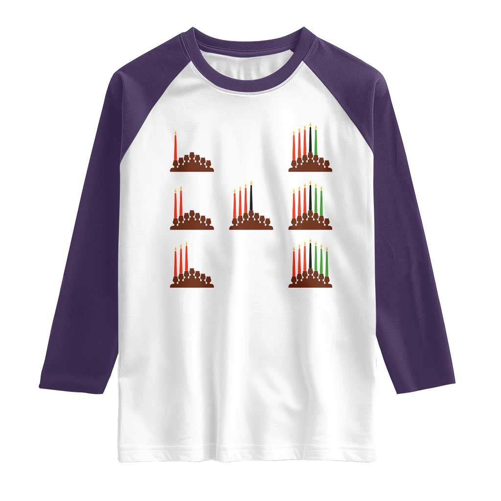 Kwanzaa Kinara Seven Candles African American Holiday Raglan Shirt TS11 White Purple Print Your Wear