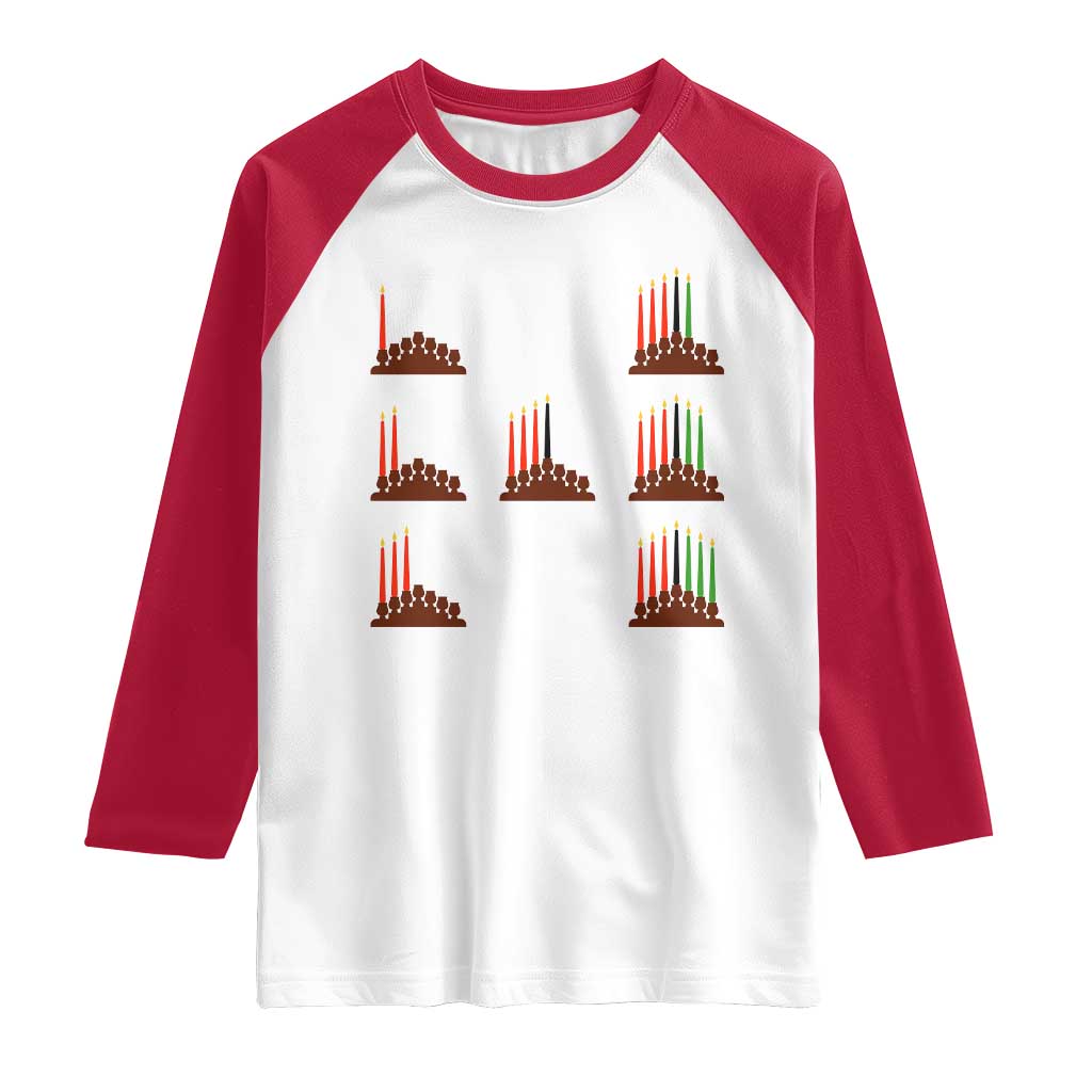 Kwanzaa Kinara Seven Candles African American Holiday Raglan Shirt TS11 White Red Print Your Wear