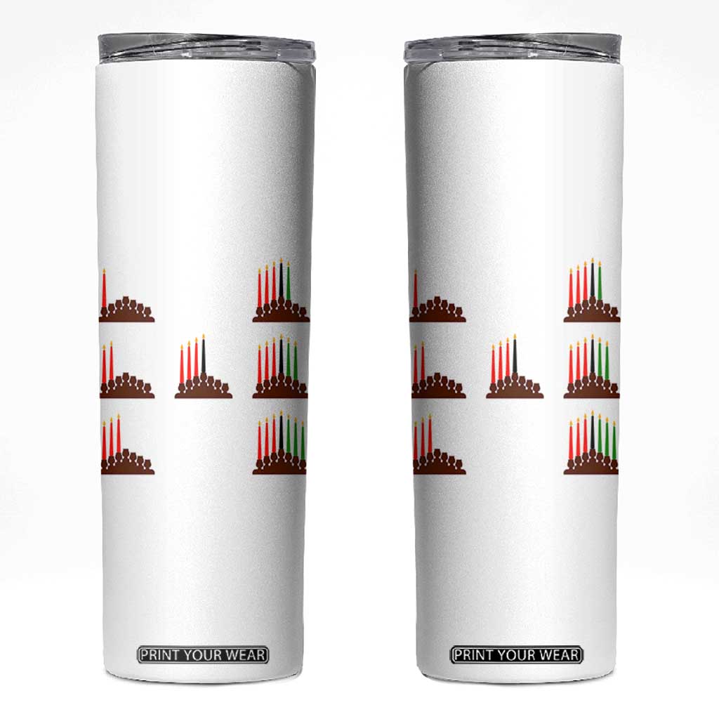 Kwanzaa Kinara Seven Candles African American Holiday Skinny Tumbler TS11 White Print Your Wear