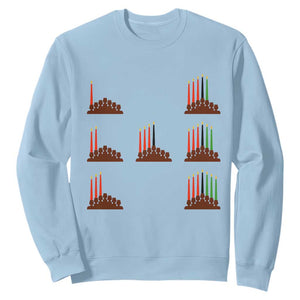 Kwanzaa Kinara Seven Candles African American Holiday Sweatshirt TS11 Light Blue Print Your Wear