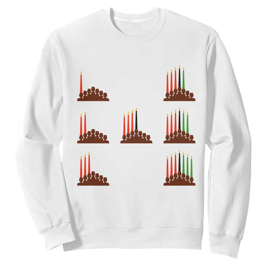 Kwanzaa Kinara Seven Candles African American Holiday Sweatshirt TS11 White Print Your Wear