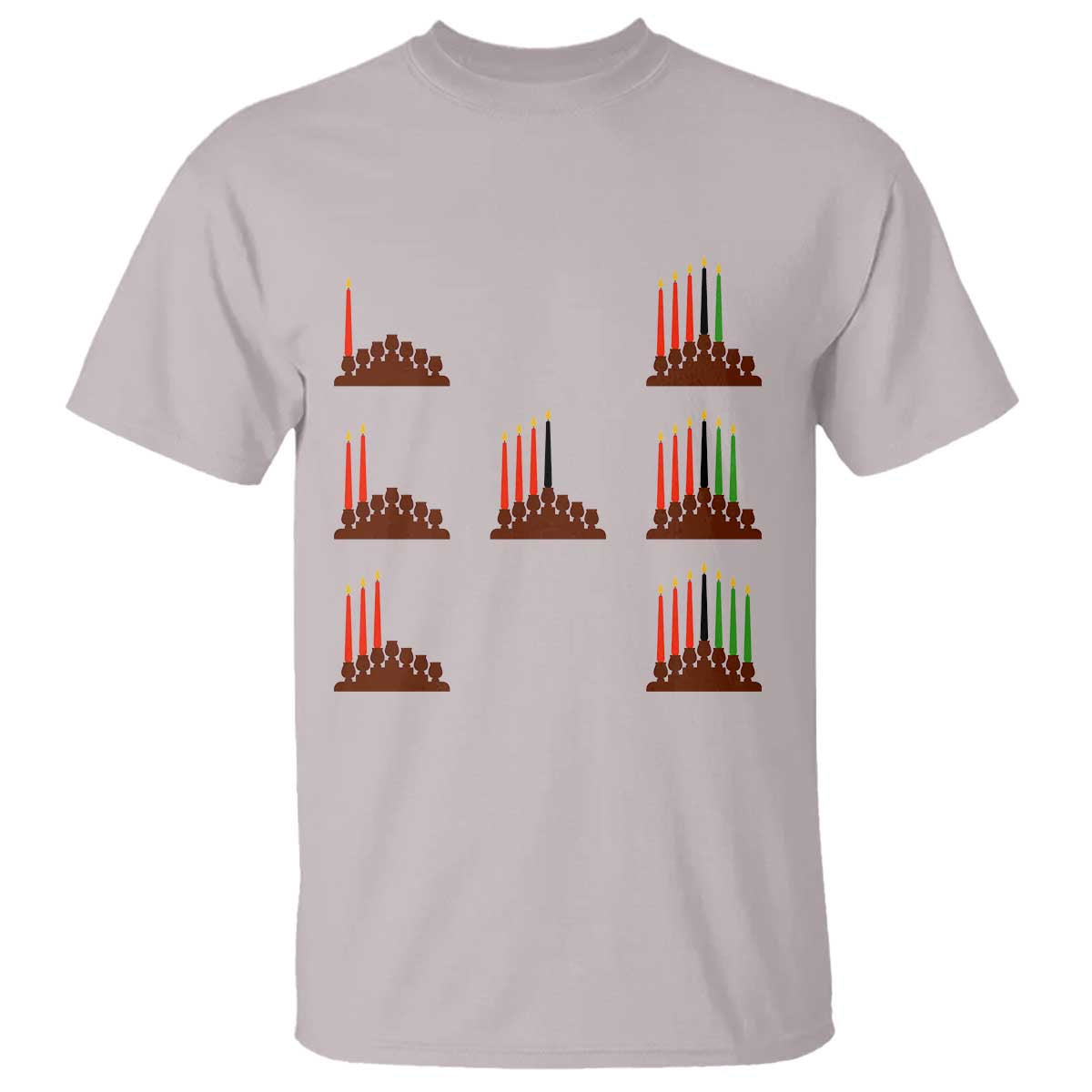 Kwanzaa Kinara Seven Candles African American Holiday T Shirt TS11 Ice Gray Print Your Wear