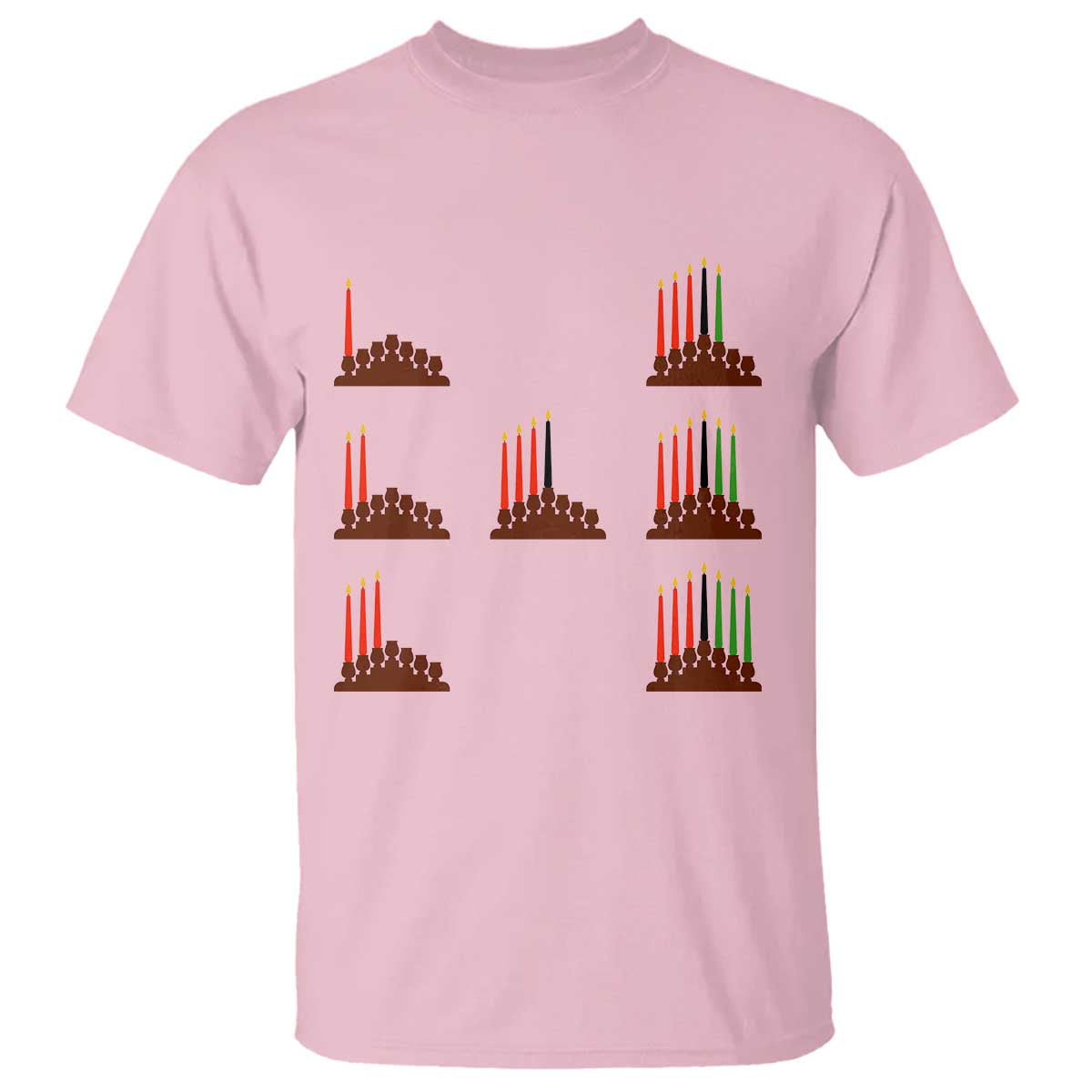 Kwanzaa Kinara Seven Candles African American Holiday T Shirt TS11 Light Pink Print Your Wear