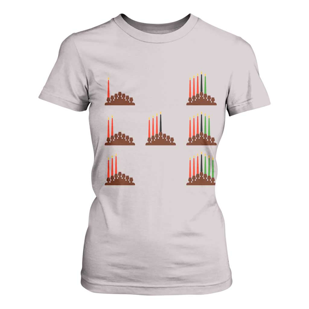 Kwanzaa Kinara Seven Candles African American Holiday T Shirt For Women TS11 Ice Gray Print Your Wear