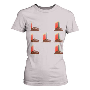 Kwanzaa Kinara Seven Candles African American Holiday T Shirt For Women TS11 Ice Gray Print Your Wear