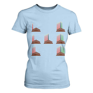 Kwanzaa Kinara Seven Candles African American Holiday T Shirt For Women TS11 Light Blue Print Your Wear
