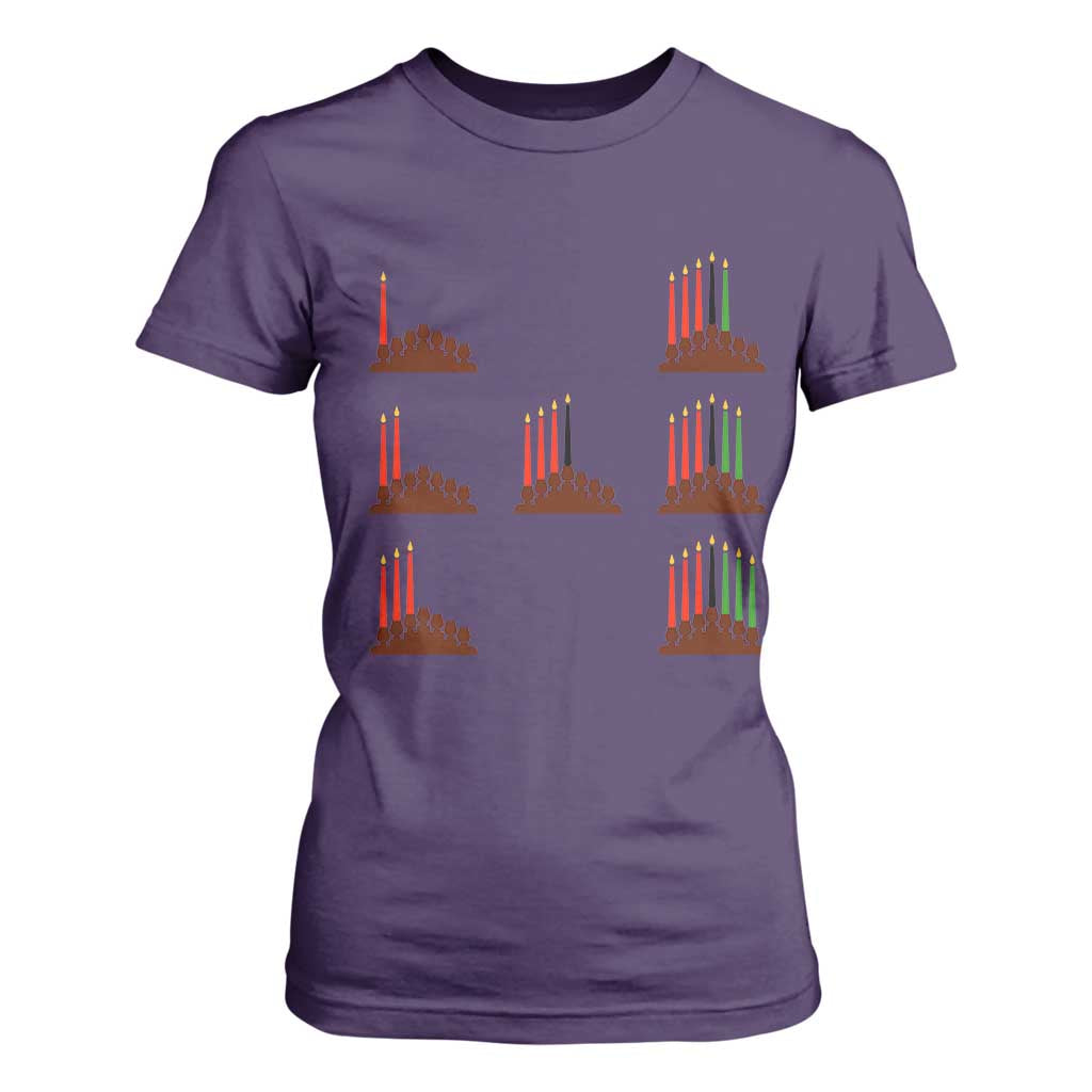 Kwanzaa Kinara Seven Candles African American Holiday T Shirt For Women TS11 Purple Print Your Wear