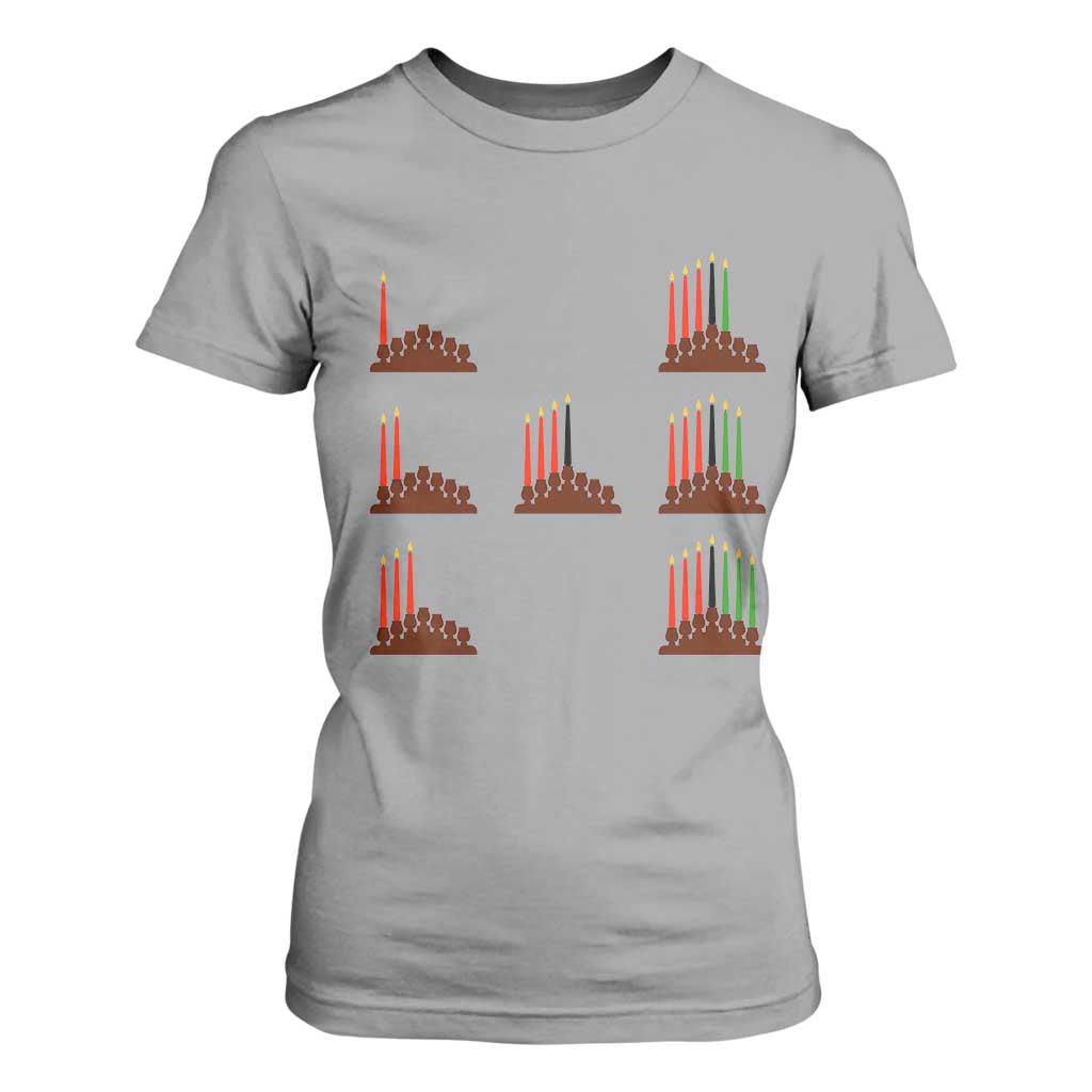 Kwanzaa Kinara Seven Candles African American Holiday T Shirt For Women TS11 Sport Gray Print Your Wear