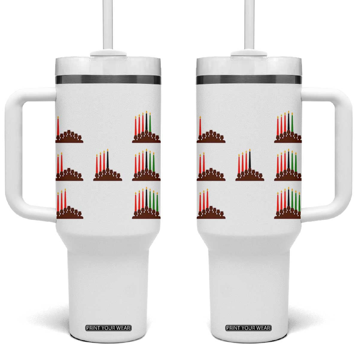 Kwanzaa Kinara Seven Candles African American Holiday Tumbler With Handle TS11 One Size: 40 oz White Print Your Wear