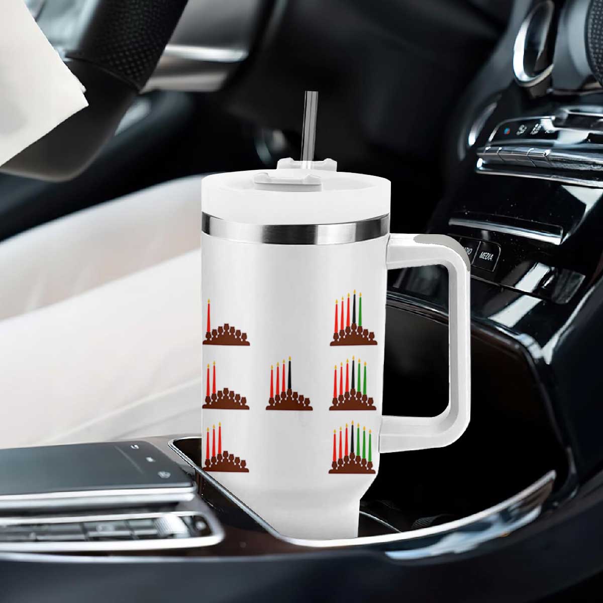 Kwanzaa Kinara Seven Candles African American Holiday Tumbler With Handle TS11 Print Your Wear