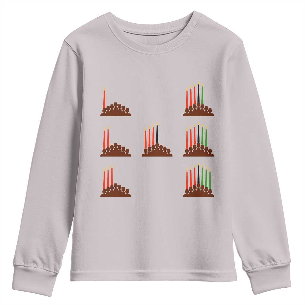 Kwanzaa Kinara Seven Candles African American Holiday Youth Sweatshirt TS11 Ice Gray Print Your Wear