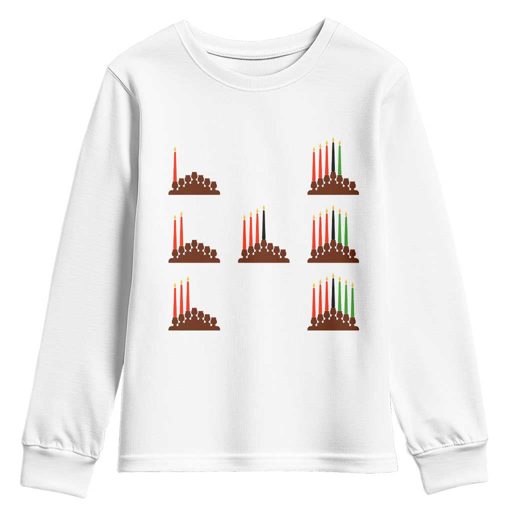 Kwanzaa Kinara Seven Candles African American Holiday Youth Sweatshirt TS11 White Print Your Wear