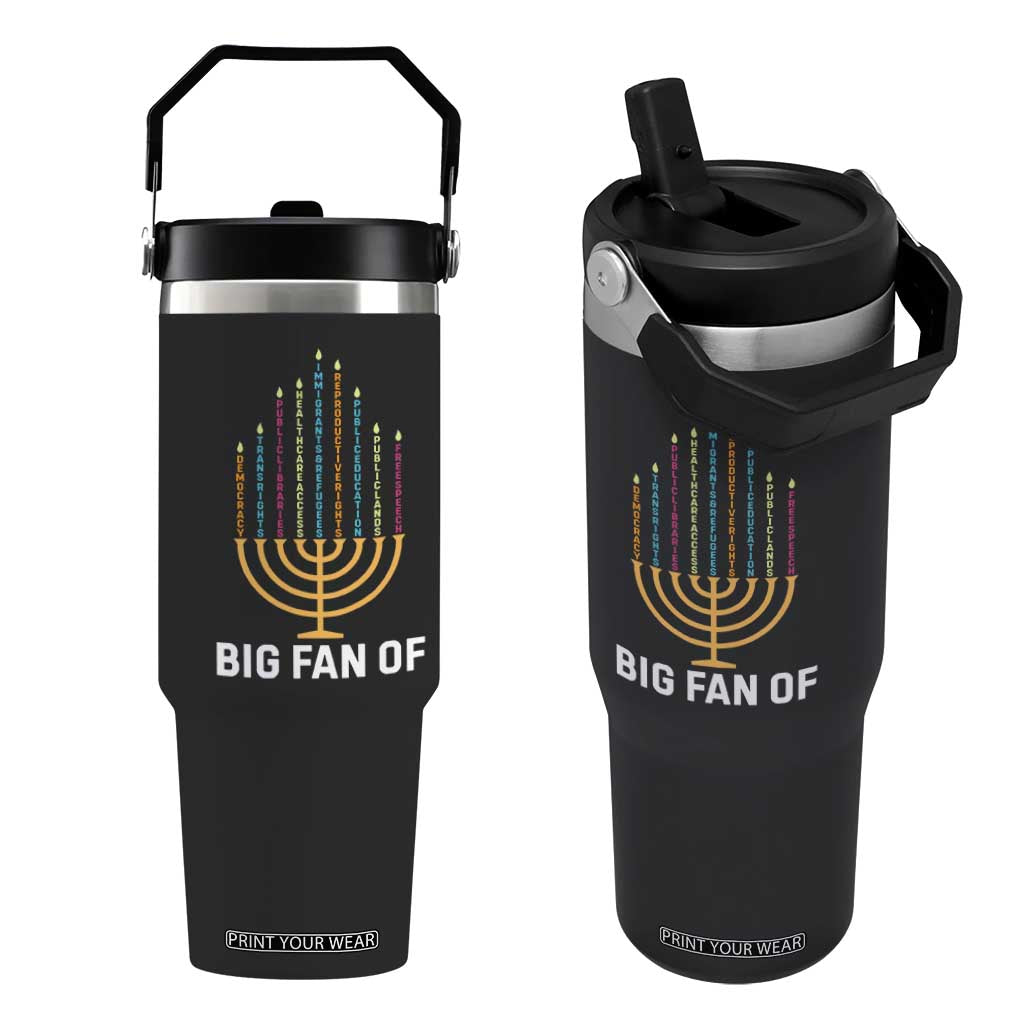 Hanukkah Human Rights Flip Straw Tumbler Big Fan Of Democracy Immigrants And Refugees TS11 One Size: 30 oz Black Print Your Wear