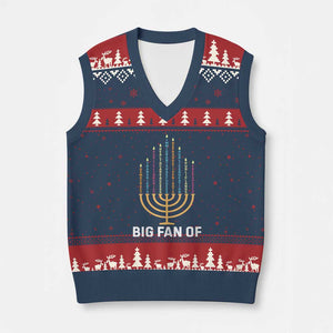 Hanukkah Human Rights V-Neck Knit Sweater Vest Big Fan Of Democracy Immigrants And Refugees TS11 Navy Red Print Your Wear