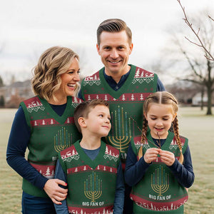 Hanukkah Human Rights V-Neck Knit Sweater Vest Big Fan Of Democracy Immigrants And Refugees TS11 Red Green Print Your Wear