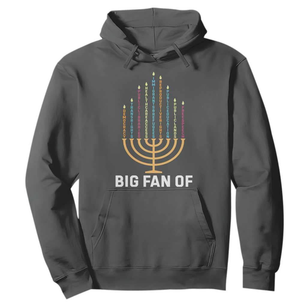 Hanukkah Human Rights Hoodie Big Fan Of Democracy Immigrants And Refugees TS11 Dark Heather Print Your Wear