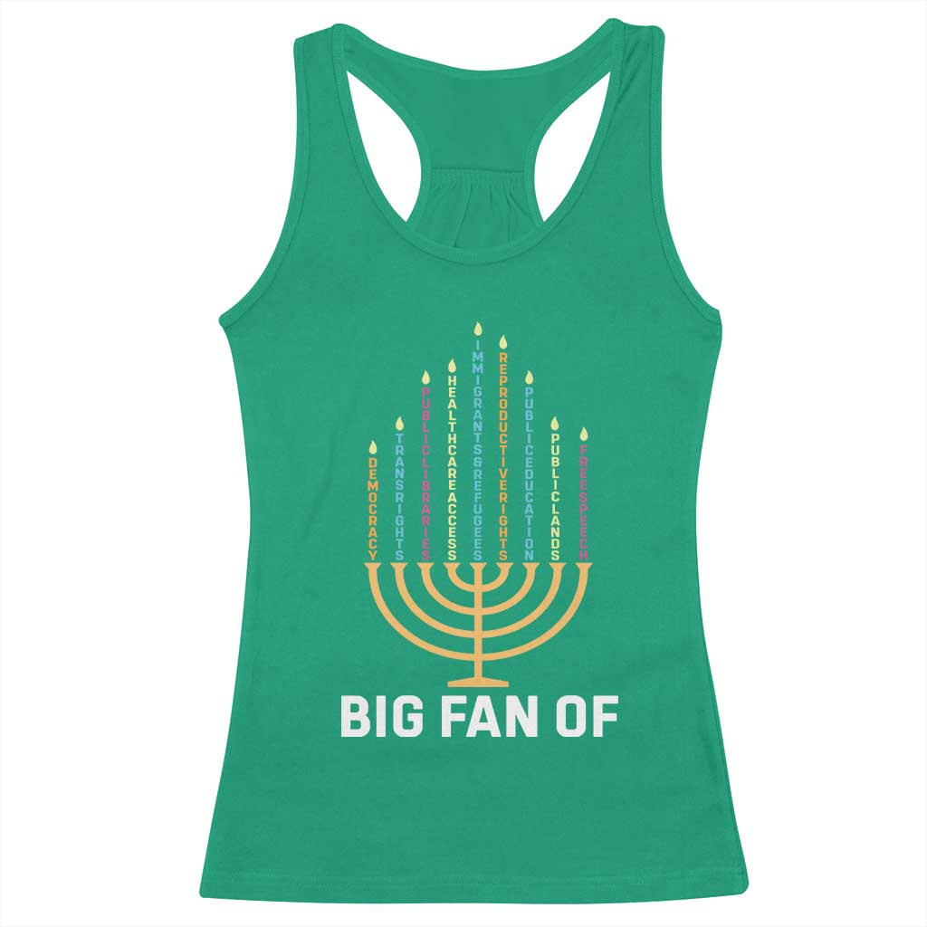 Hanukkah Human Rights Racerback Tank Top Big Fan Of Democracy Immigrants And Refugees TS11 Irish Green Print Your Wear